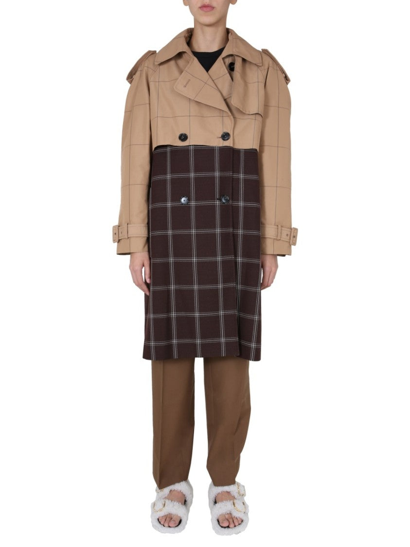 Marni Double-Breasted Trench Coat With Two-Tone Design