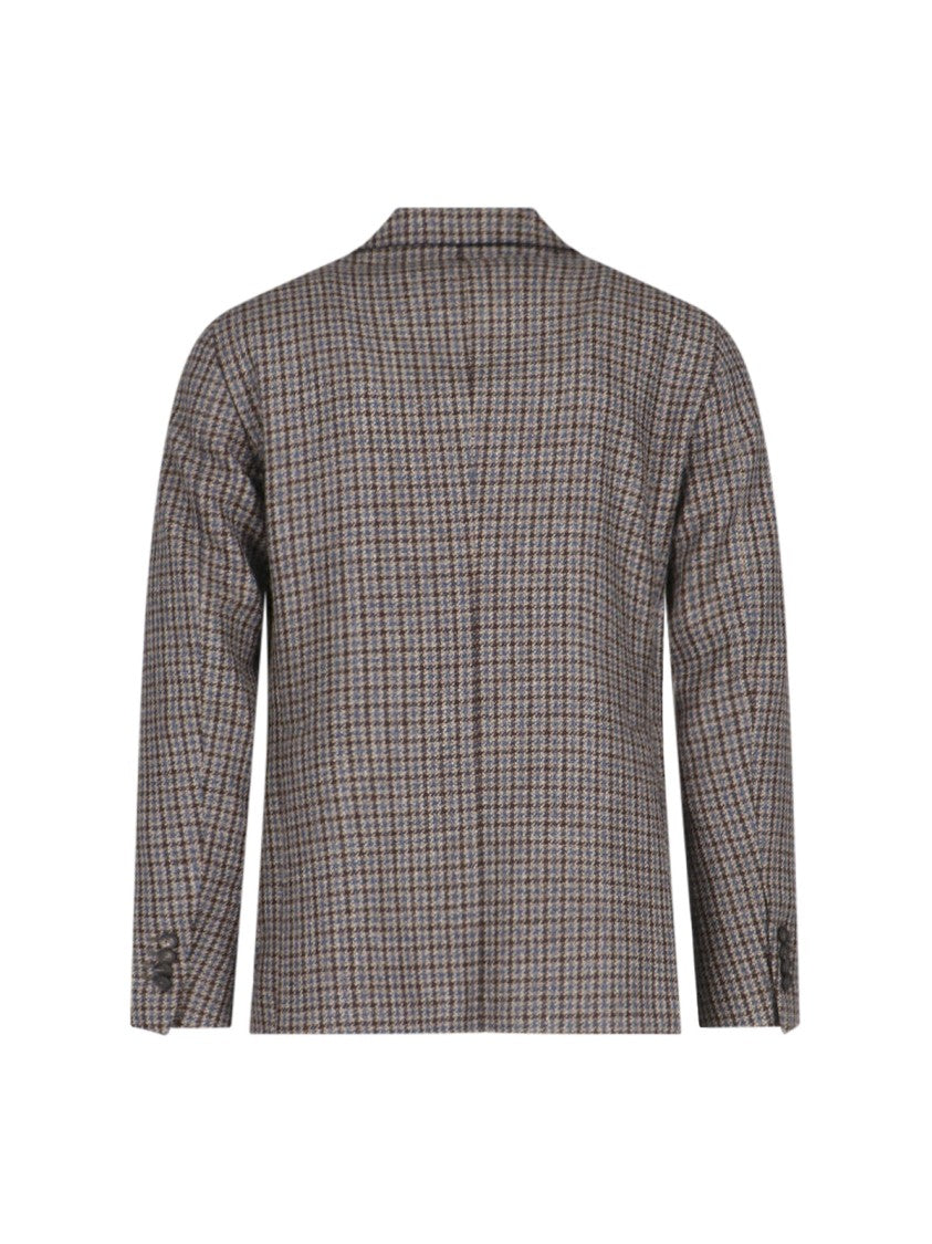 Tagliatore Brown Houndstooth Virgin Wool Cashmere Single Blazer