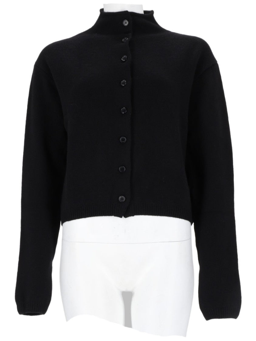 Khaite Cropped Cardigan With High Neckline And Ribbed Details