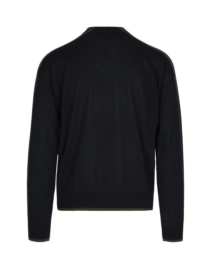 Emporio Armani Colorblock Virgin Wool Crew Neck Sweater