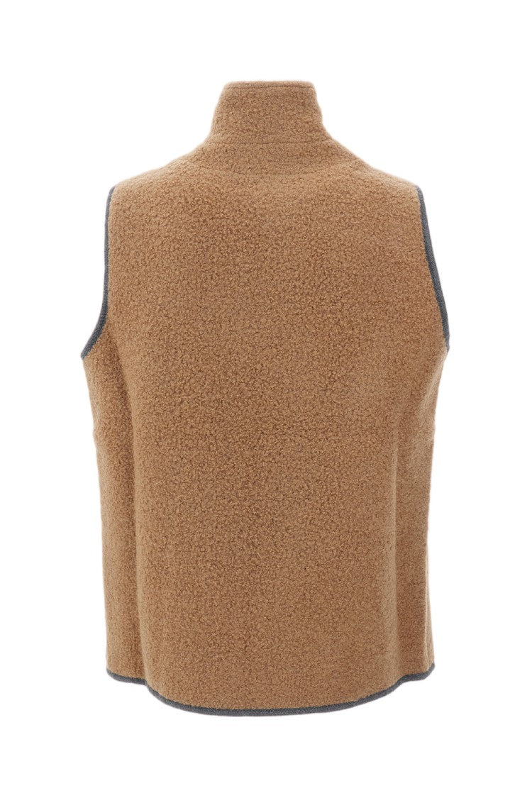 Alpe Piano Beige Sleeveless High Collar Jacket
