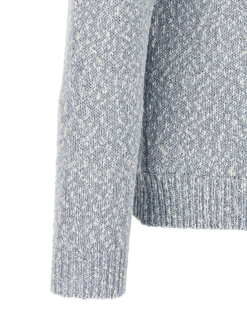 Zanone Two-Tone Textured Fabric Crew Neck Sweater