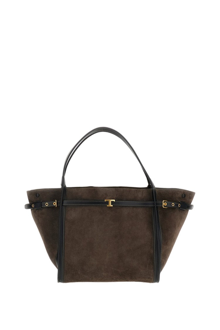 Tod's Brown Tim Shopping Medium Suede Tote Bag
