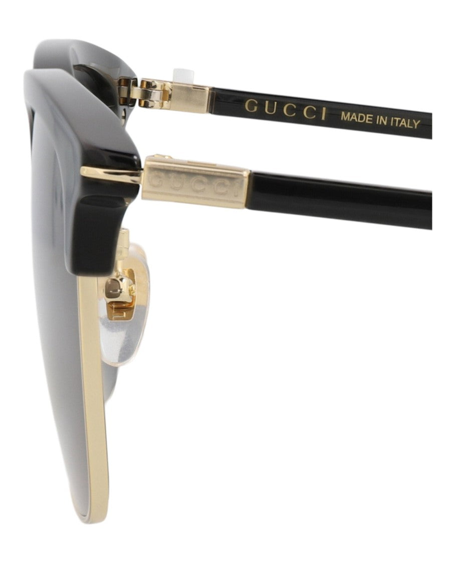 Gucci Round-Frame Recycled Acetate Sunglasses With Gold Accents