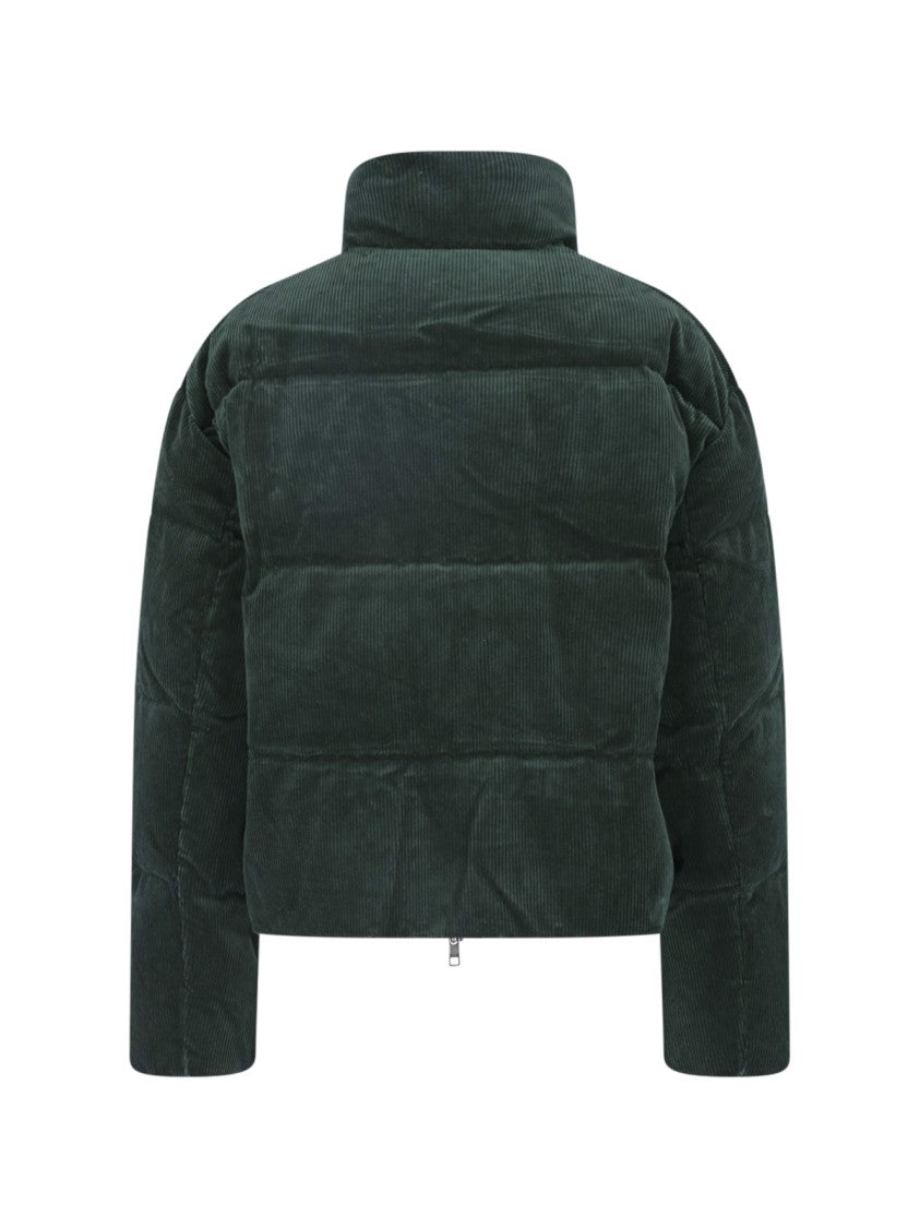 Polo Ralph Lauren Green Ribbed Cotton Velvet Padded Down Jacket