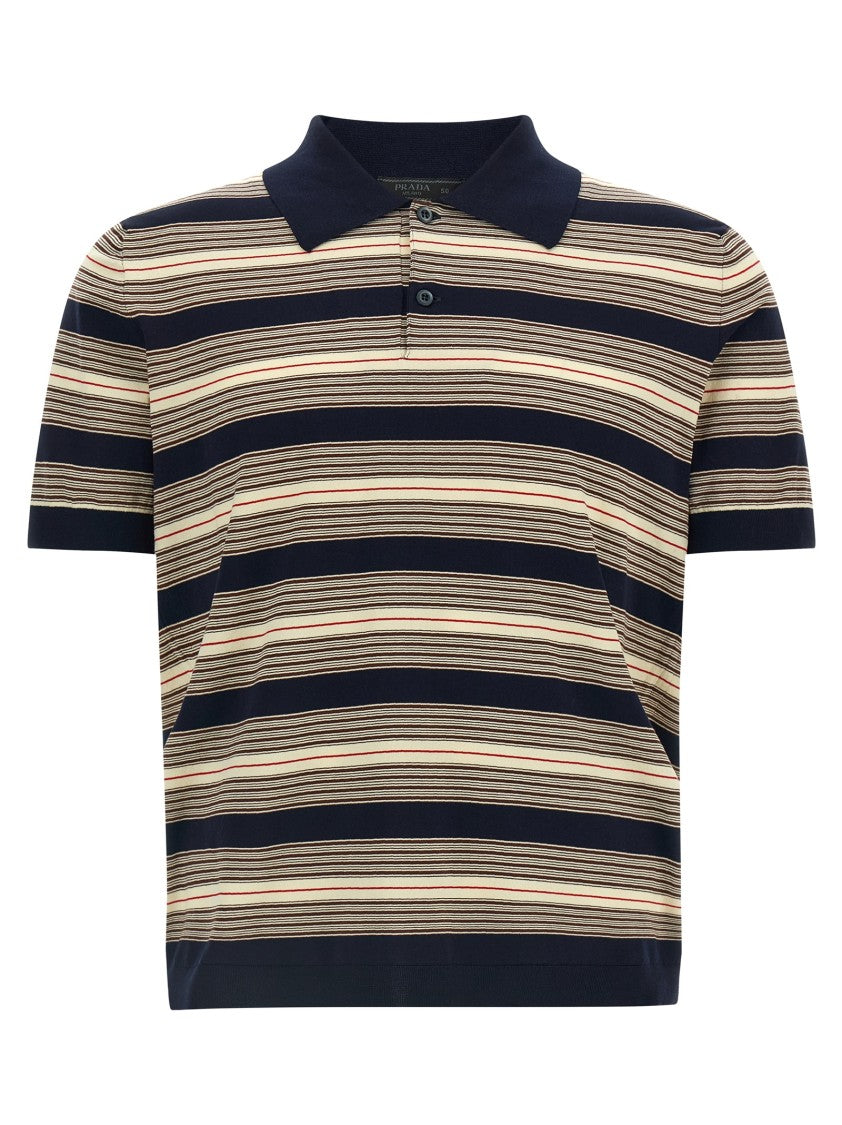 Prada Striped Cotton Polo Shirt