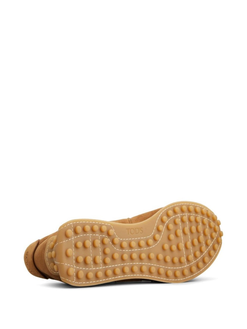 Tod's Brown Logo Debossed Round Toe Sneakers