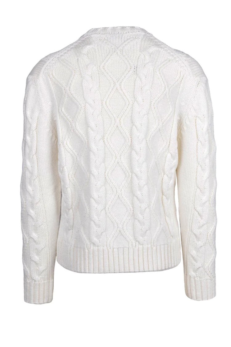 Paul & Shark Cable Knit Sweater Virgin Wool - White