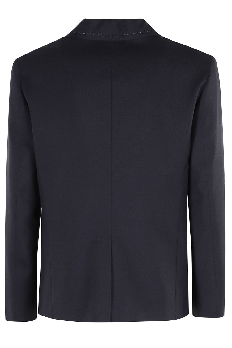 Marni Classic Blue Wool Jacket With Signature Stitching