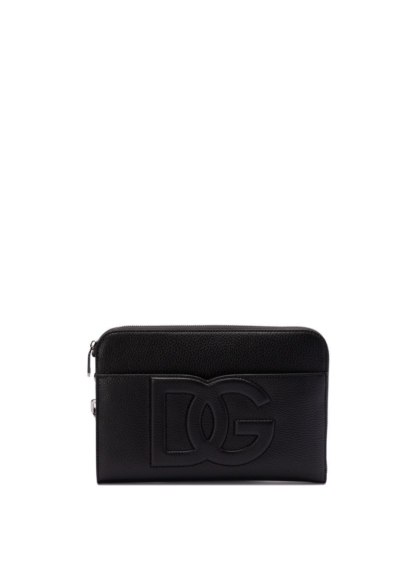 Dolce & Gabbana Medium Pouch In Textured Deer Skin