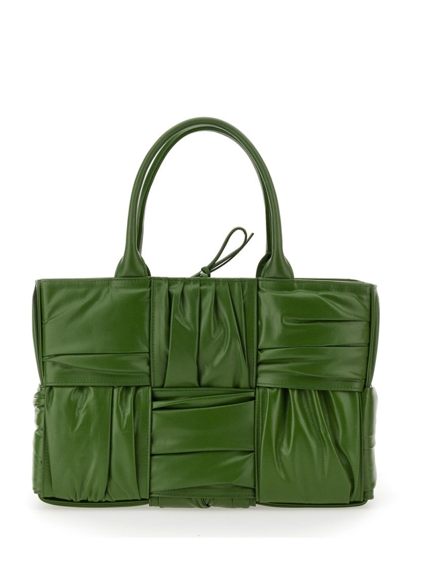 Bottega Veneta Textured Green Calfskin Small Bow Tote Bag