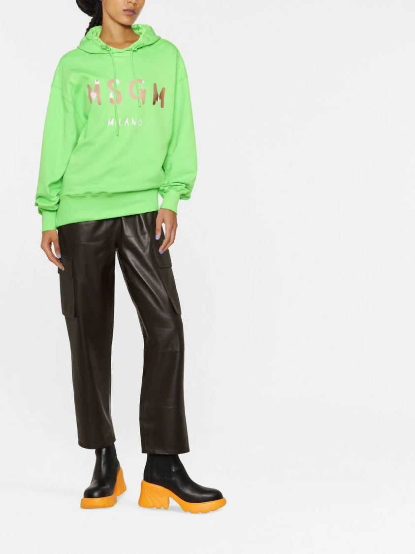 Msgm Logo-Print Cotton Hoodie