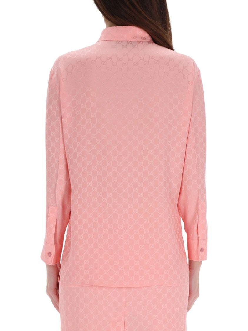 Gucci Mother-Of-Pearl Jacquard Silk Shirt