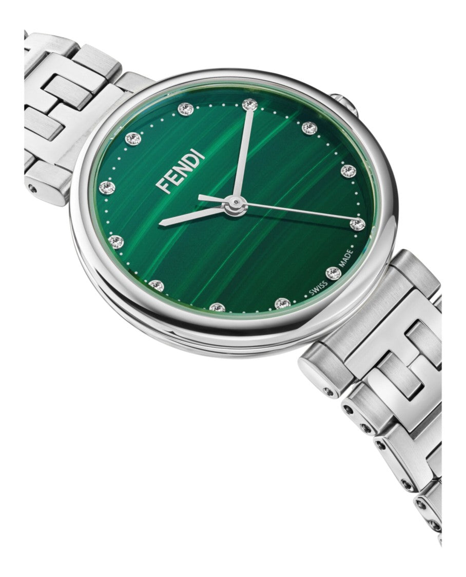 Fendi Fendi Diamond-Accented Timepiece With Green Malachite Dial