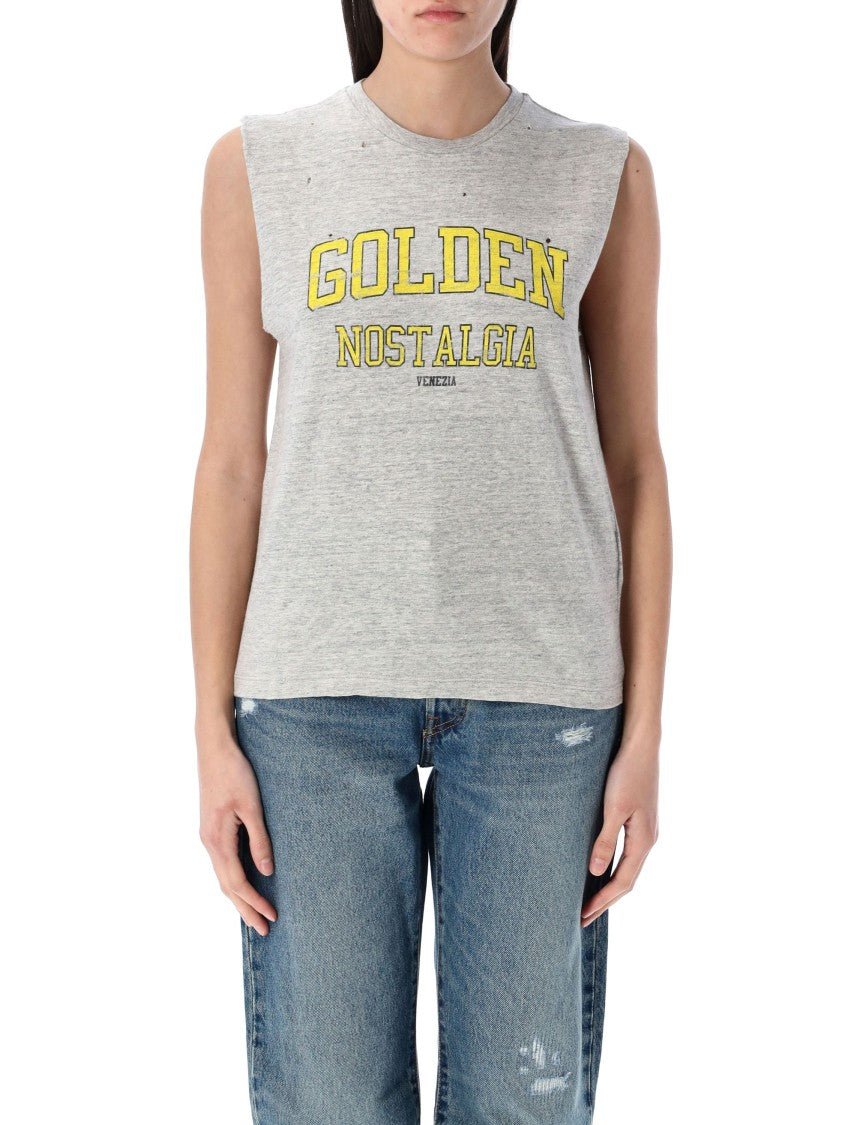 Golden Goose Relaxed Fit Sleeveless T-Shirt With Distressed Finish