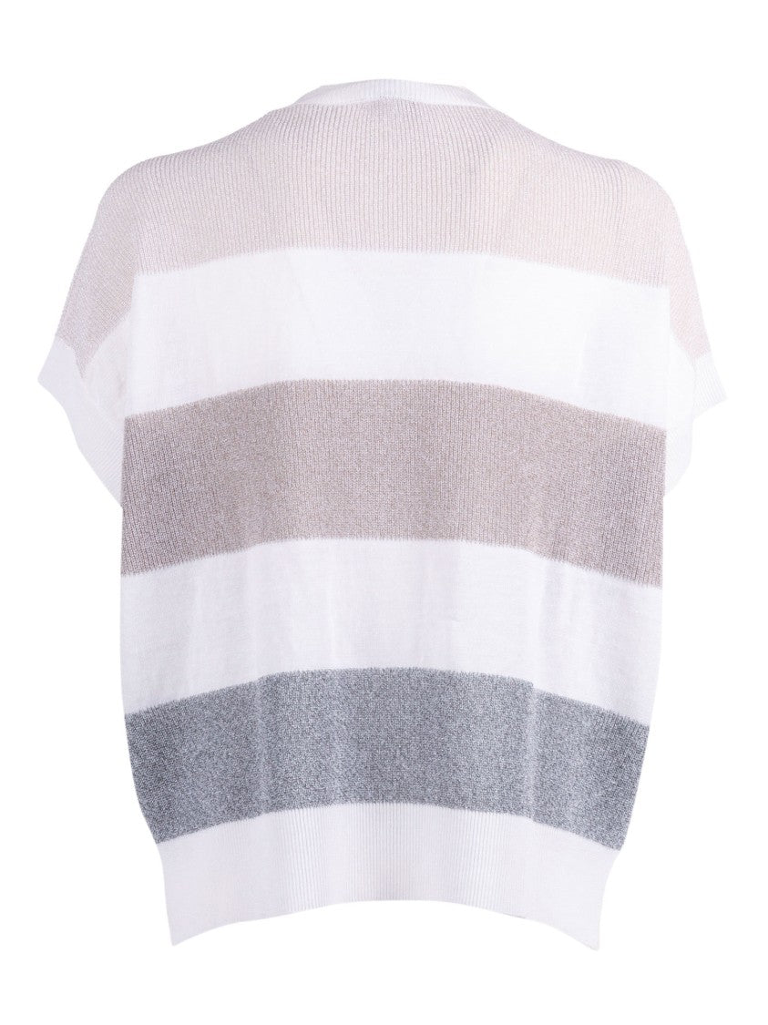 Peserico Striped Metallic Boxy Cropped Sweater