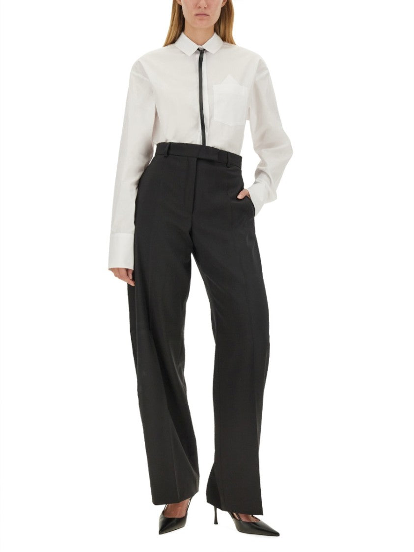 Sportmax High-Waisted Straight-Leg Virgin Wool Pants