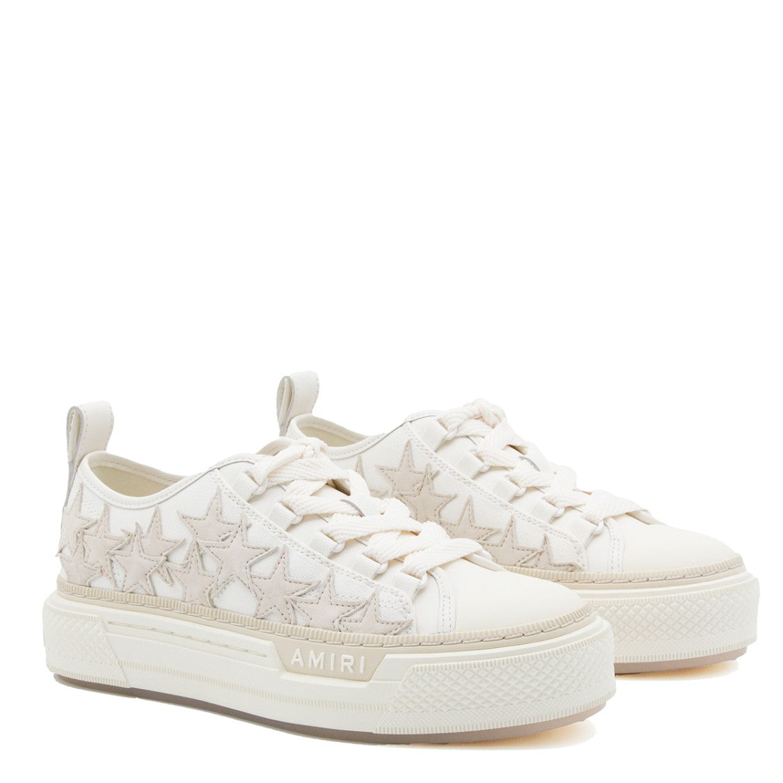 Amiri Beige Leather Stars Court Sneakers