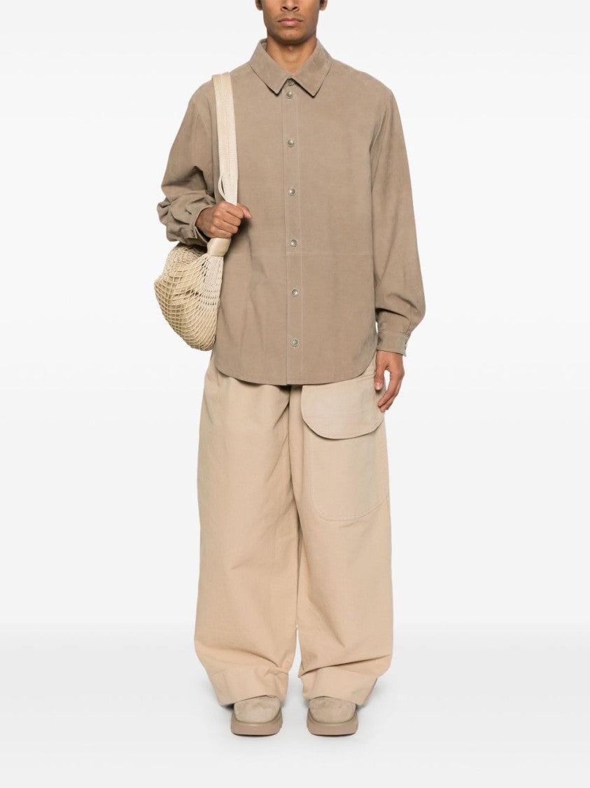 Entire Studios Almond Beige Button-Down Shirt With Relaxed Fit