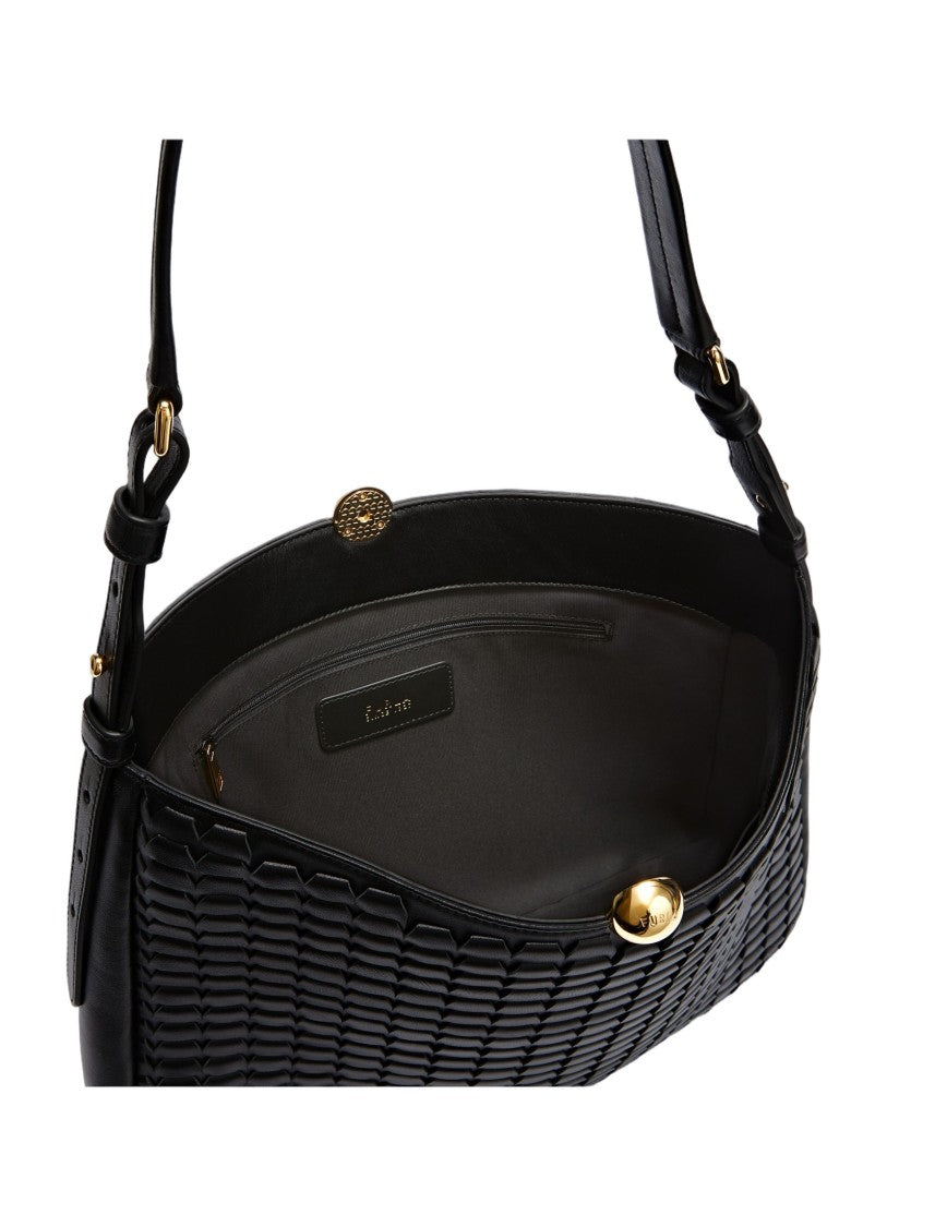 Furla Sfera Soft L Leather Shoulder Bag, Black