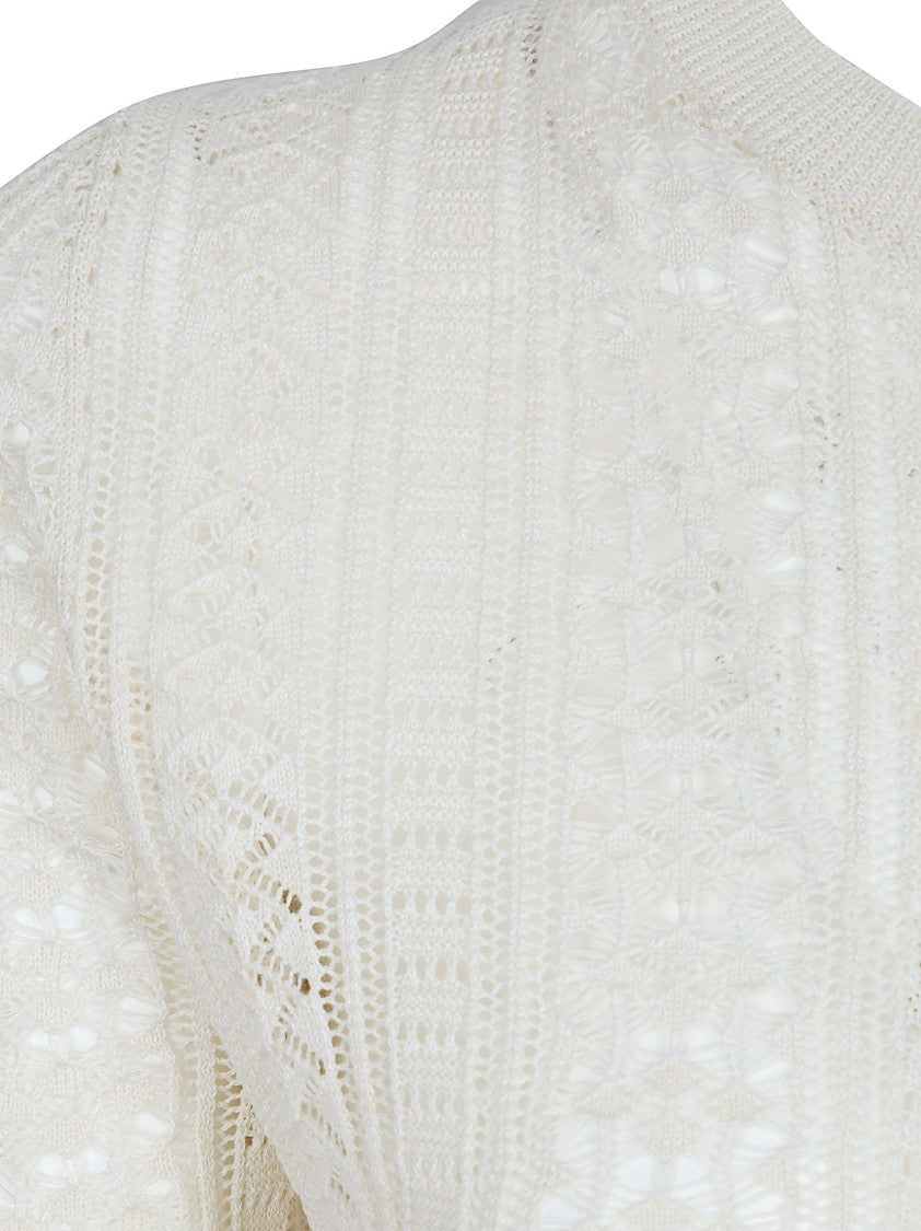 Fabiana Filippi Openwork Knit Top With Round Neckline And Short Sleeves