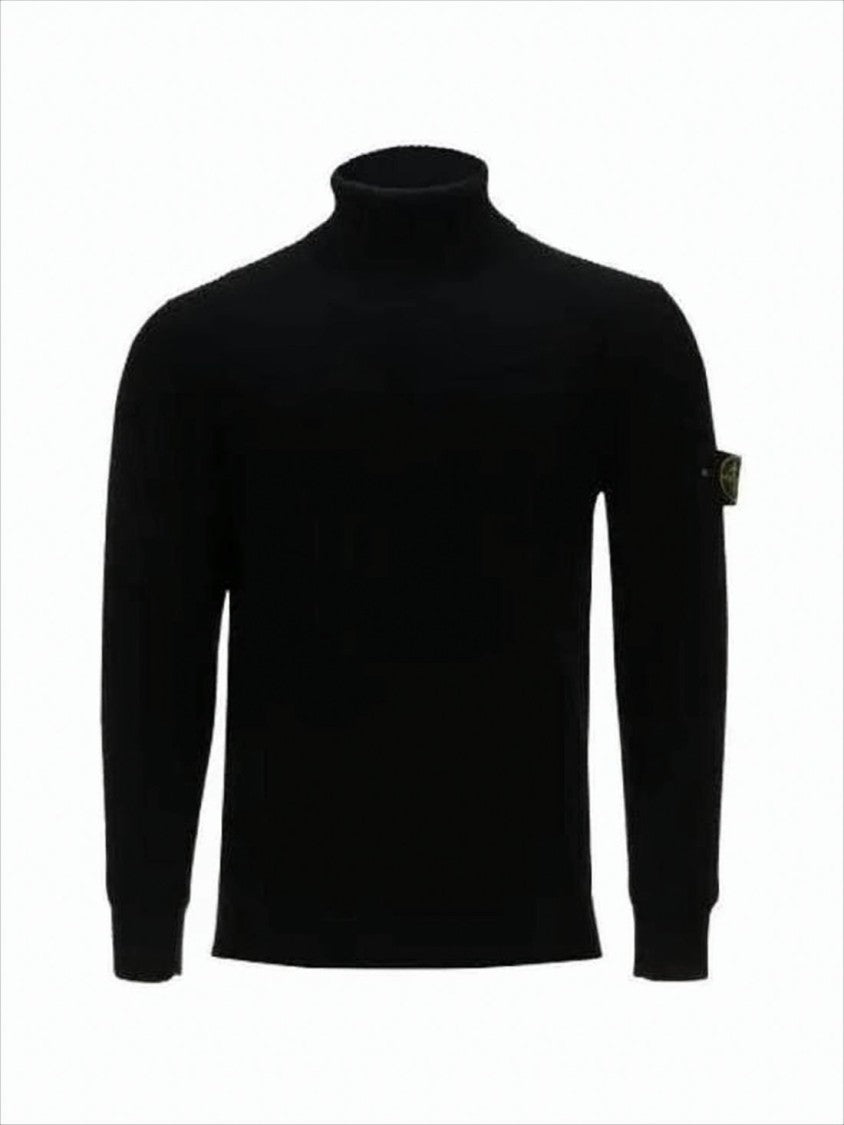 Stone Island High-Collared Black Turtleneck