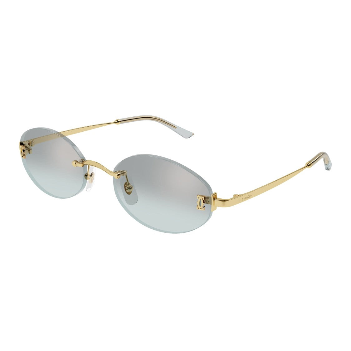 Cartier Rimless Oval Sunglasses With Polished Gold Accents