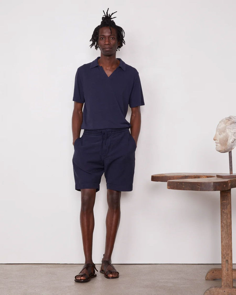 Officine Generale Adjustable Grosgrain Drawstring Blue Shorts