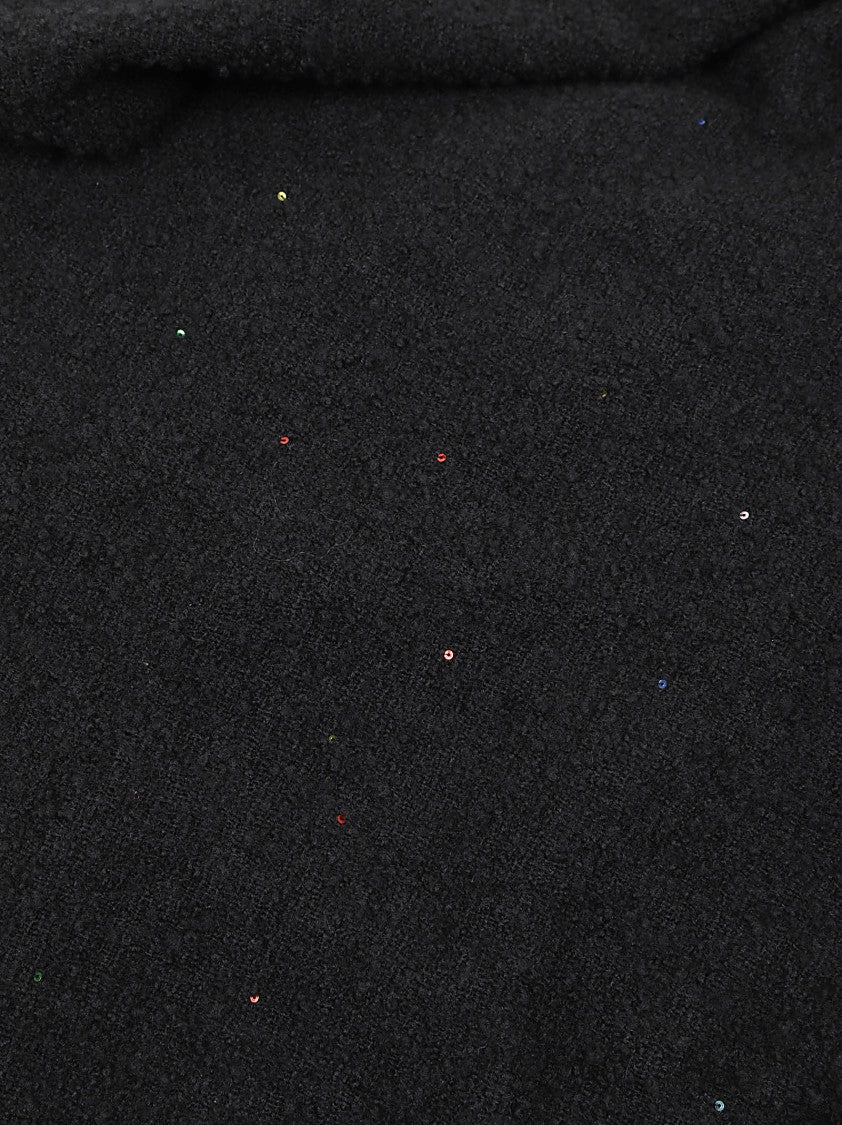 Faliero Sarti Bouclé Wool And Cashmere Blend Scarf With Multicolored Sequins