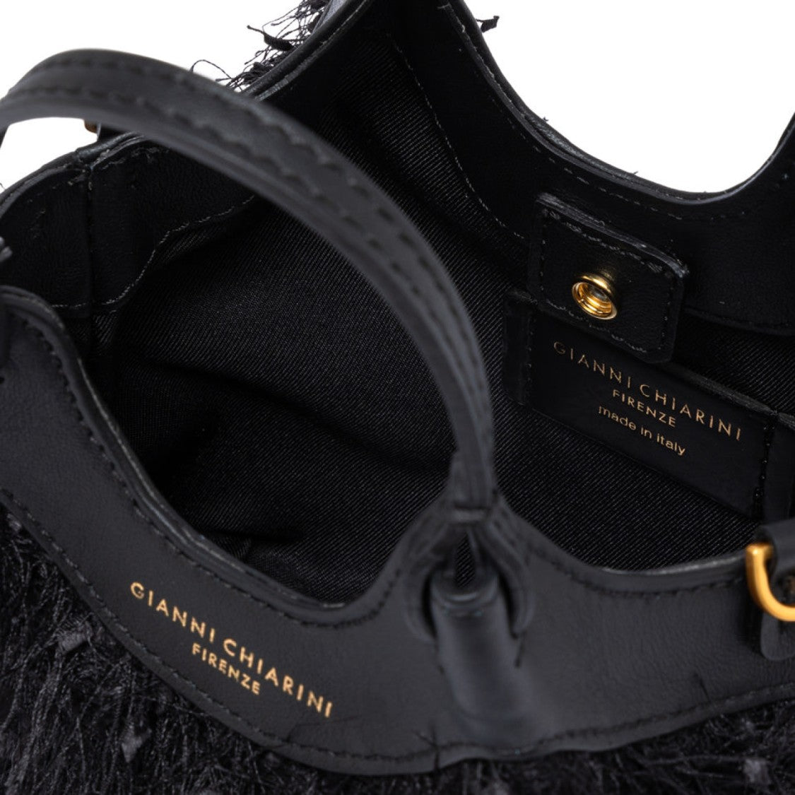 Gianni Chiarini Dua Shoulder Bag In Black Frayed Fabric