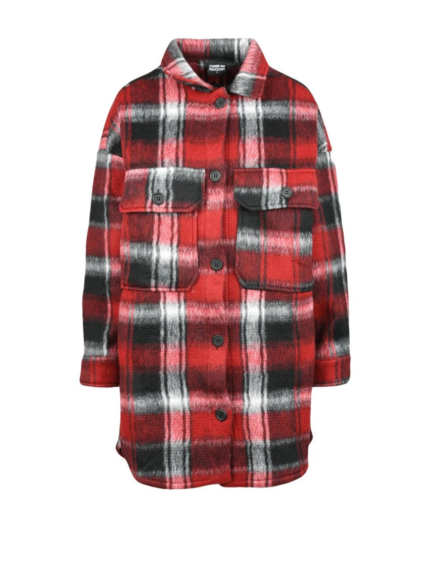 Comme Des Fuckdown* Black/Red Polyester Acetate Wool Shirt