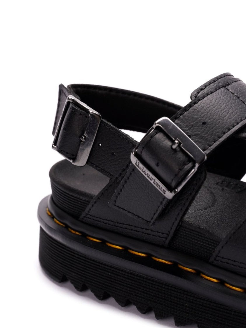 Dr. Martens Matte Black Flat Shoes With Rounded Toe And Low-Profile Sole