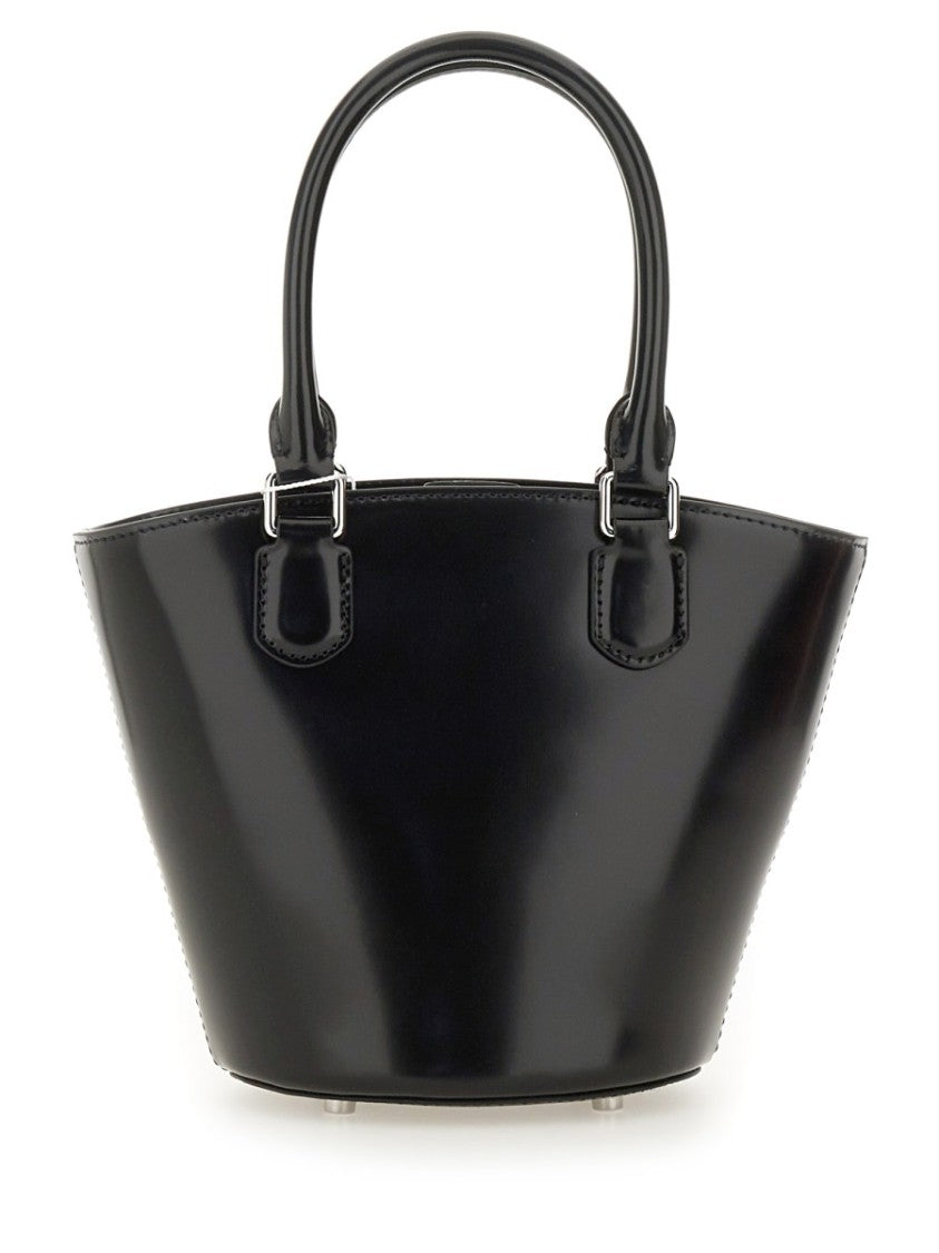 Self-Portrait Structured Black Leather Tote With Detachable Charm