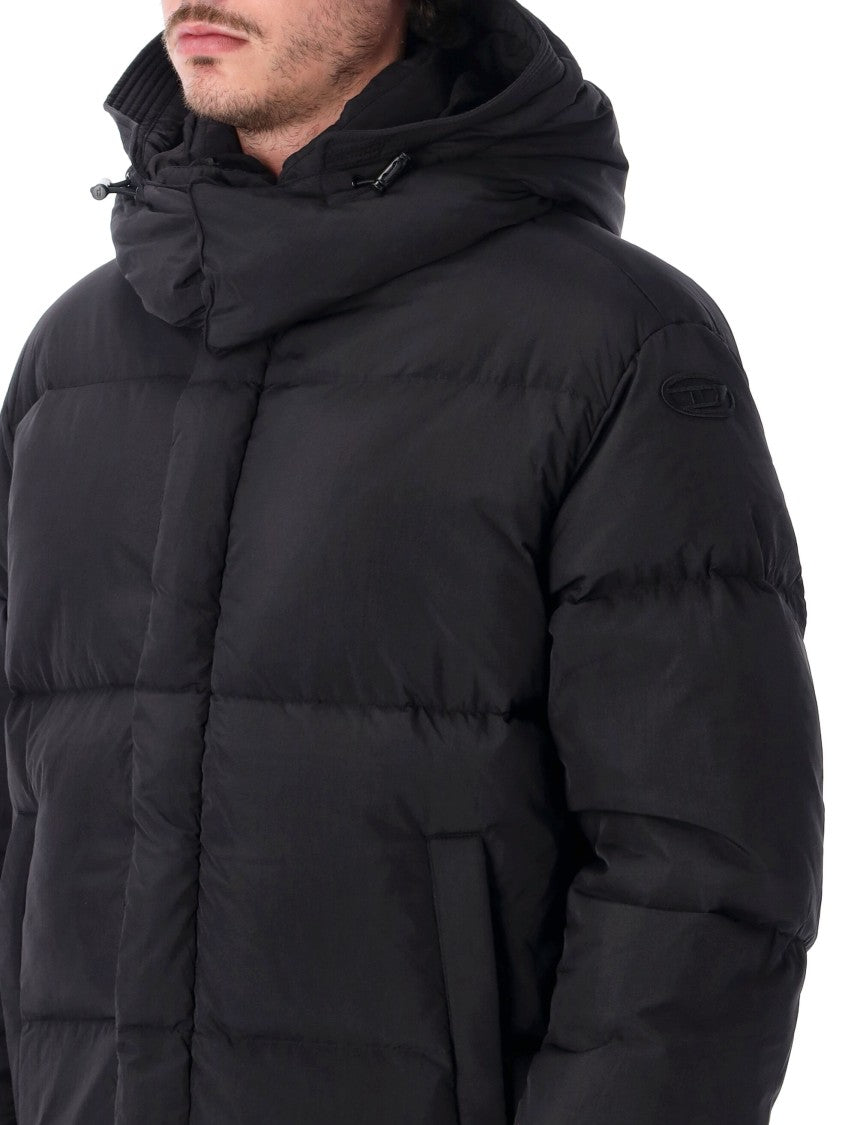 Diesel Quilted Black Puffer Jacket With Adjustable Hood