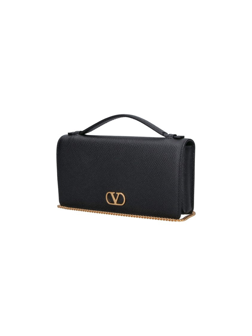 Valentino Garavani Black Leather Vlogo Signature Shoulder Bag