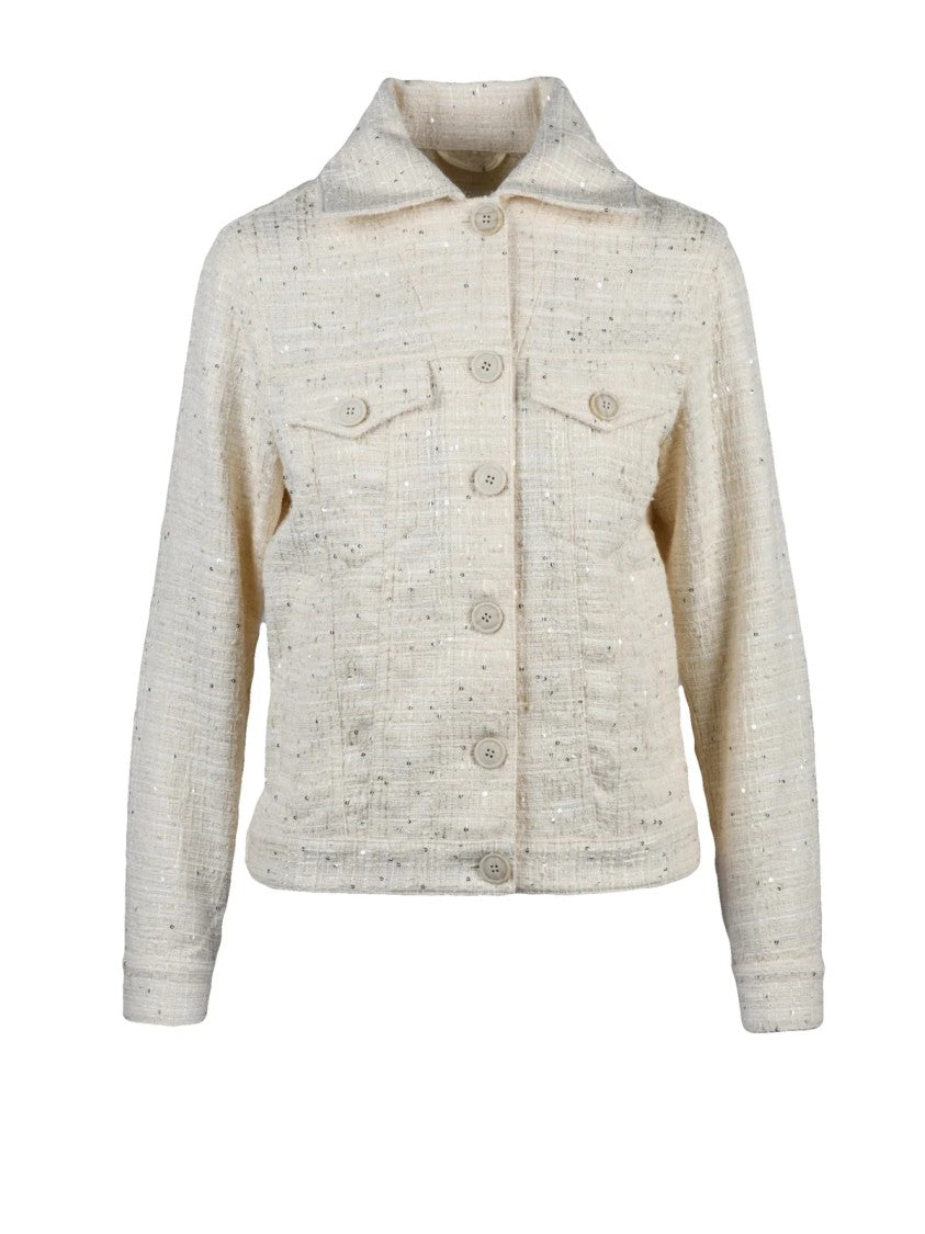 Eleventy White Cotton Bouclé Short Jacket