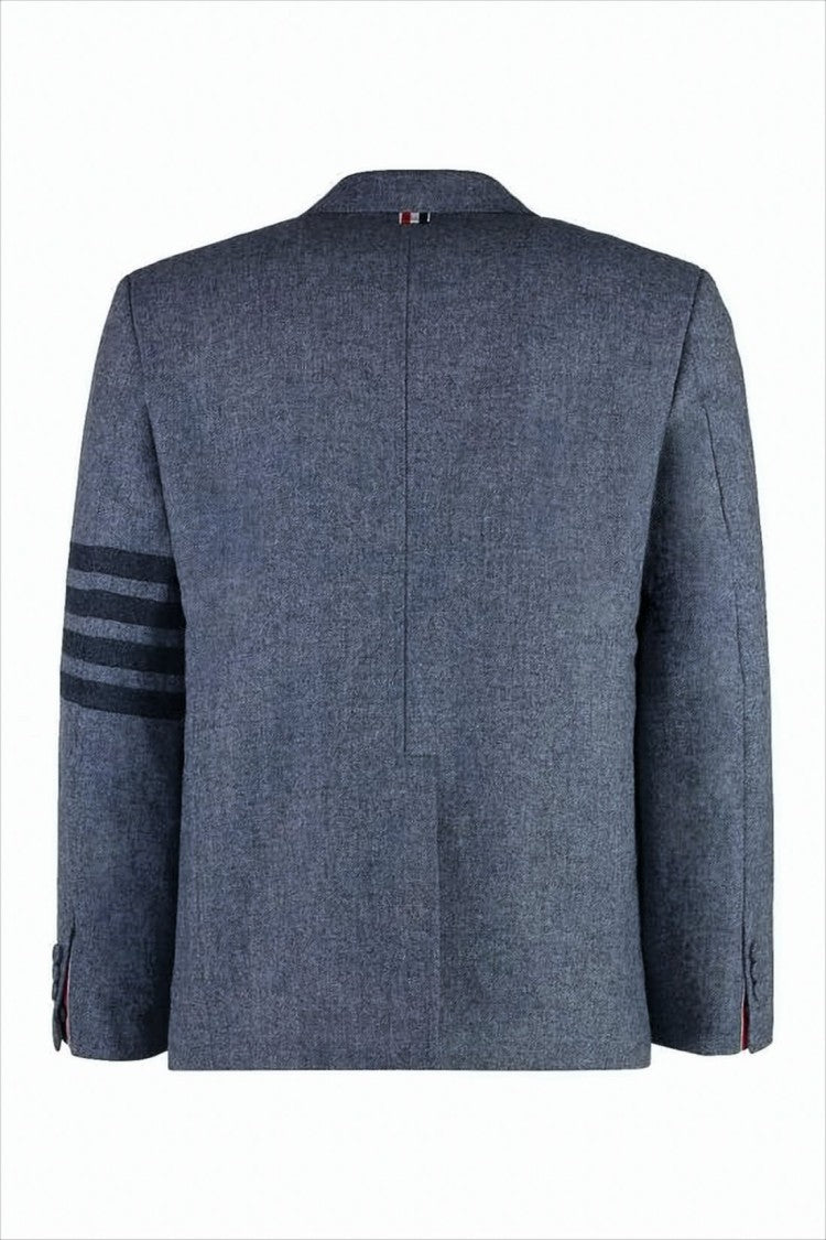 Thom Browne Tailored Wool Suit Jacket With Notch Lapel And Signature Stripe