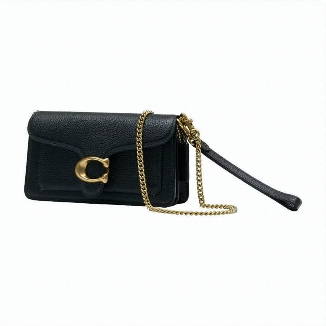 Coach Textured Cow Leather Shoulder Bag With Gold Emblem