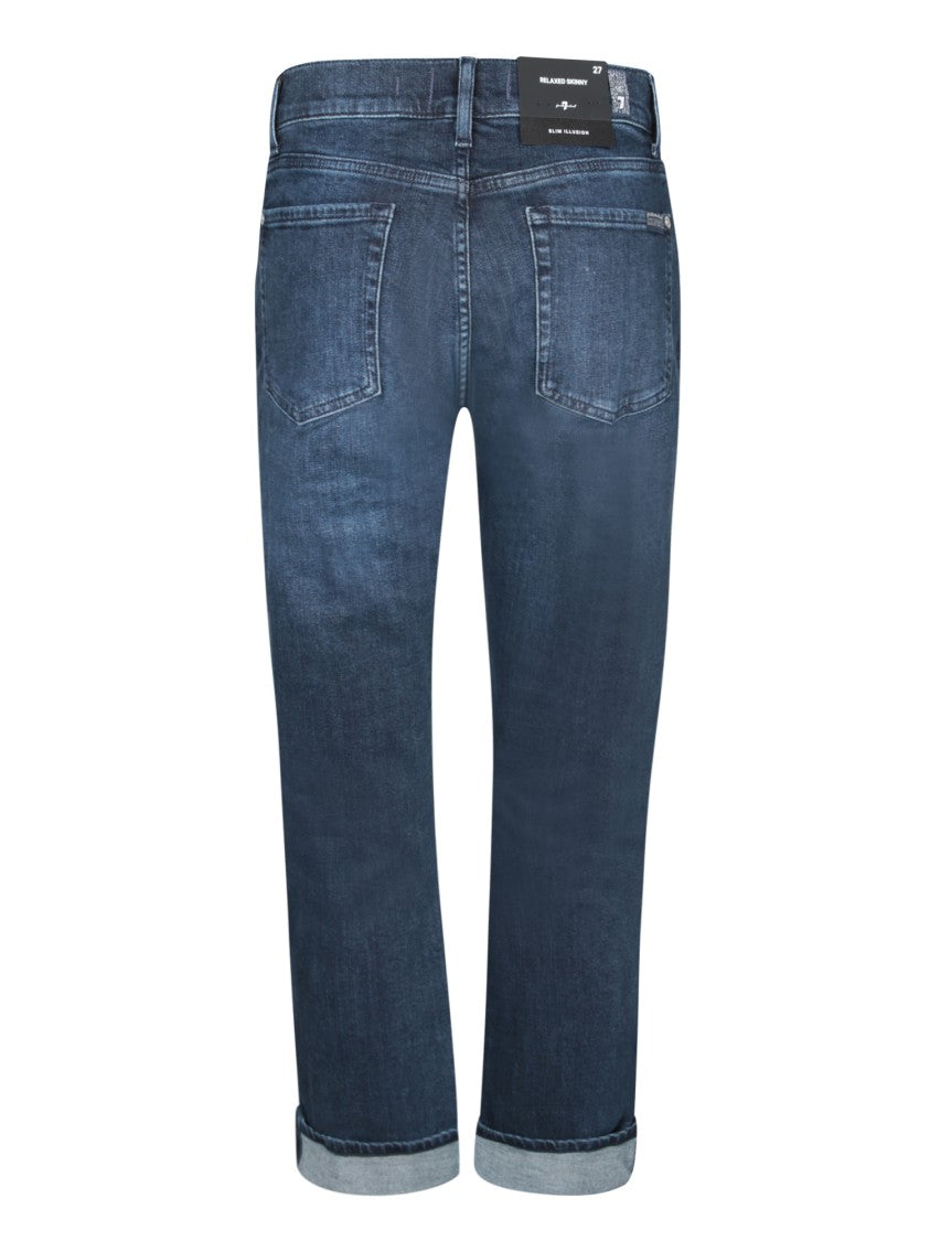 7 For All Mankind Medium Blue Straight-Leg Jeans