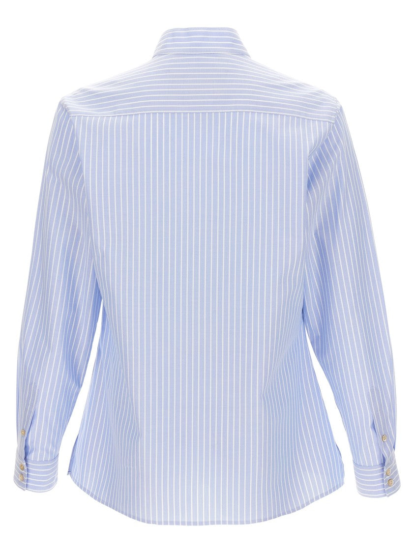 Valentino Garavani Striped Oxford Shirt With Mandarin Collar