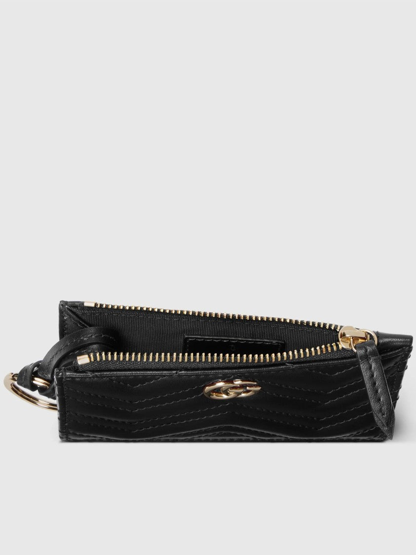 Gucci Black Chevron Quilted Leather Key Pouch