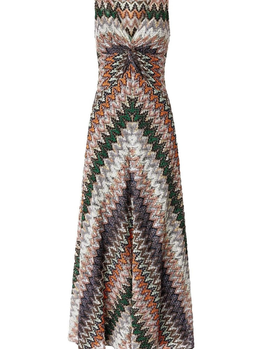 Missoni Multicolor Zigzag Knit Midi Dress