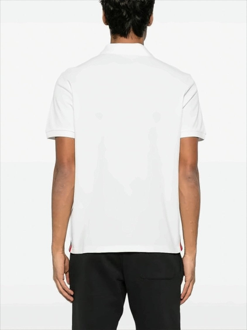 Moncler Classic White Polo Shirt With Striped Accents Andlogo