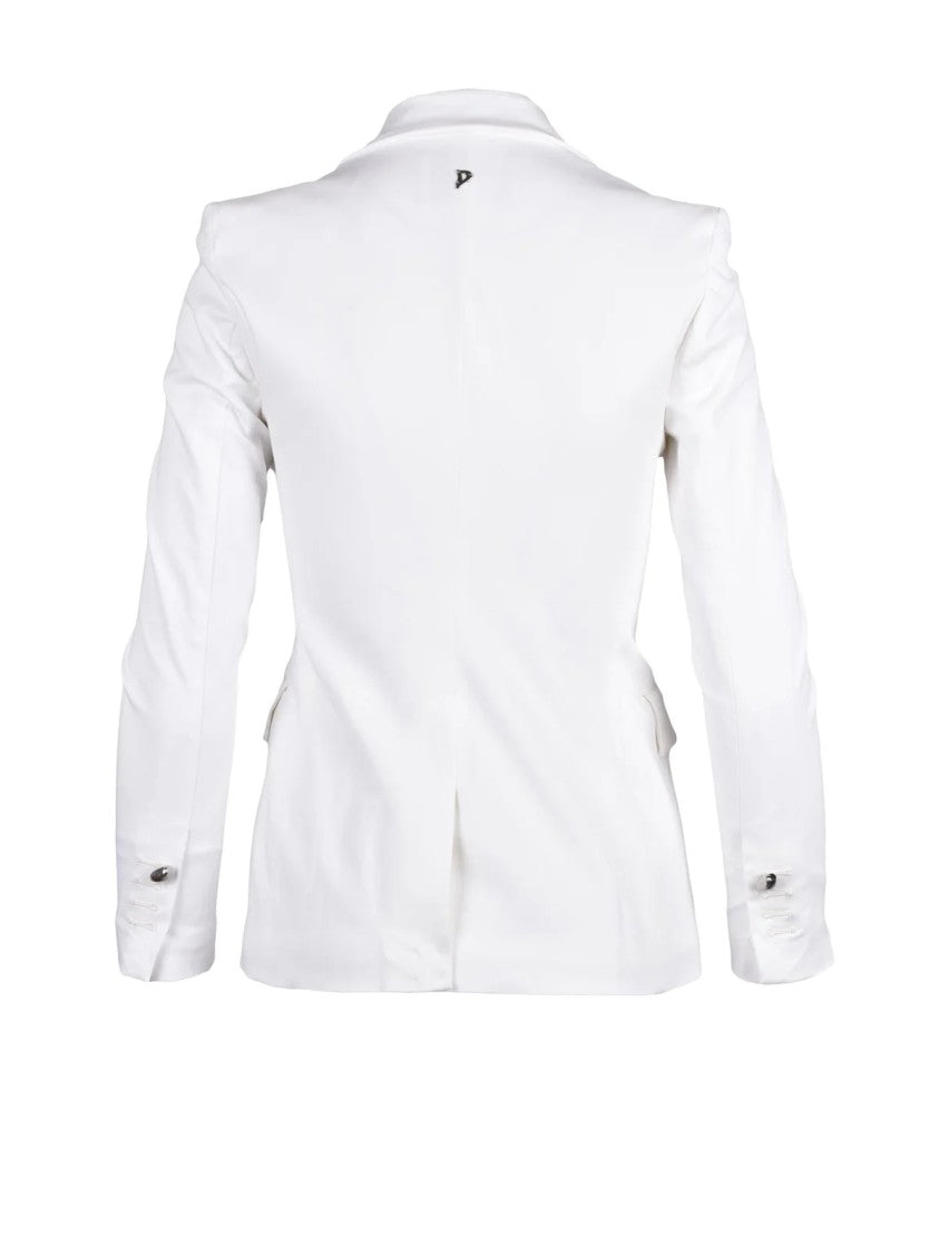 Dondup White Modal Cotton Elastane Double-Breasted Jacket