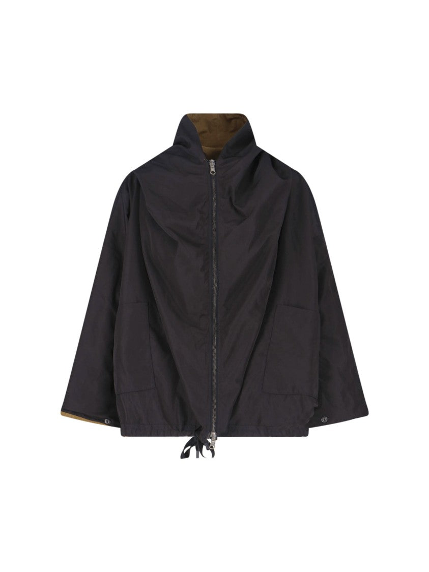 Kimono Rain Brown Reversible No-Rain Hooded Zip Jacket
