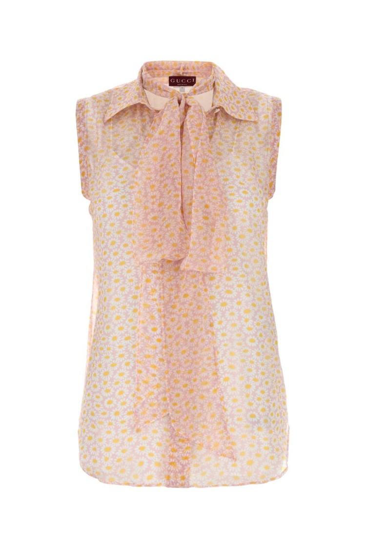 Gucci Semi-Sheer Sleeveless Blouse