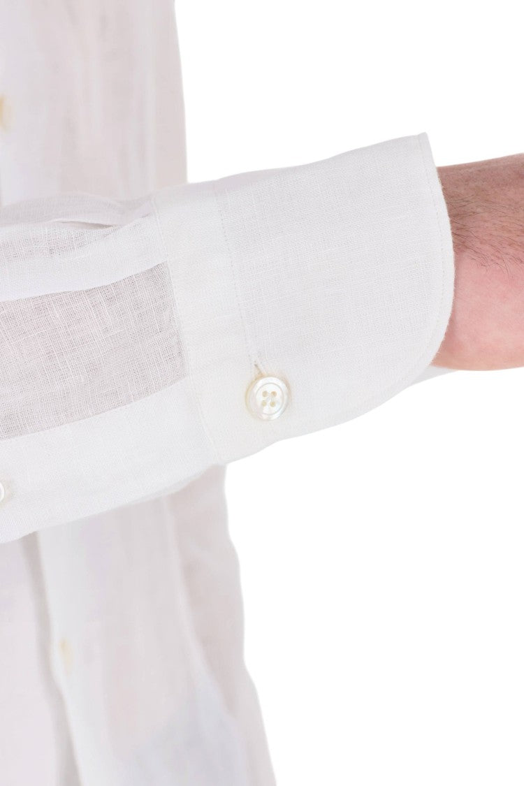 Finamore Gaeta Ustica Collar Linen Casual Shirt