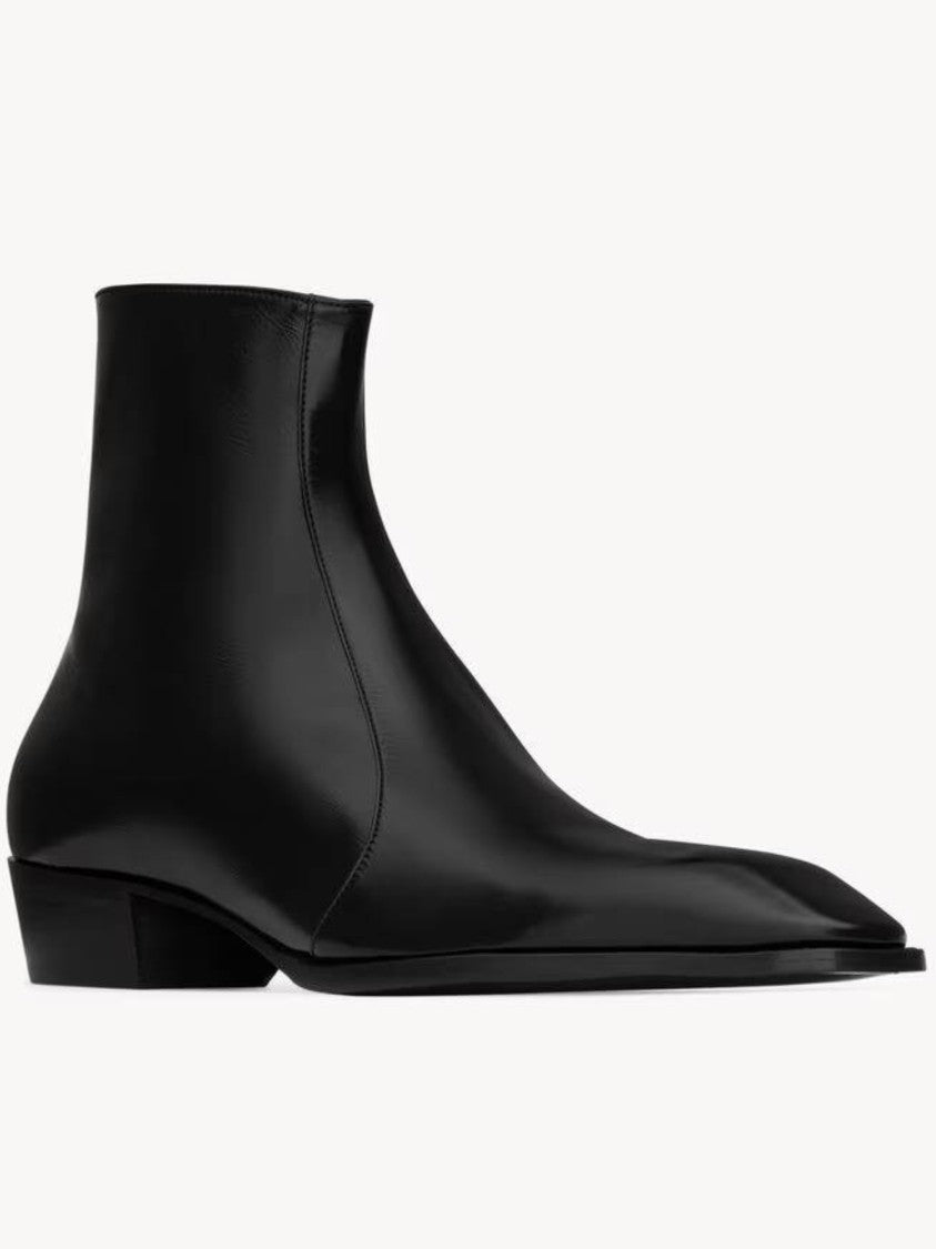 Saint Laurent Aurelien 30 Pointed-Toe Polished Ankle Boots