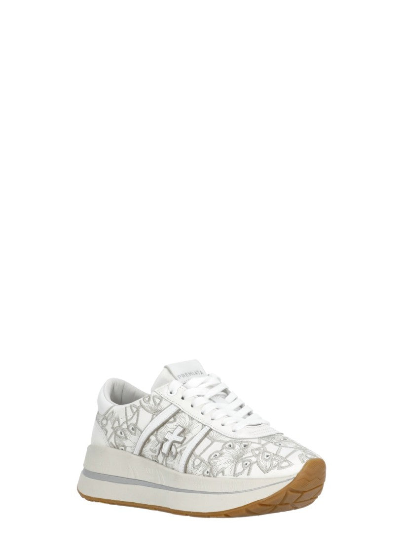 Premiata White Bethcoin 8153 Embroidery Sneakers