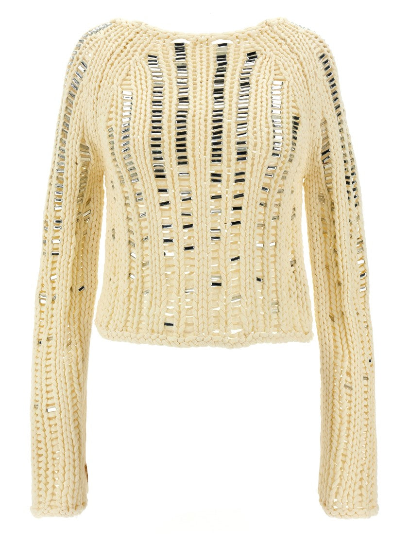 Ermanno Scervino Cropped Knitted Openwork Sweater